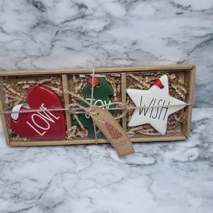 Rae Dunn set of 3 holiday ornaments